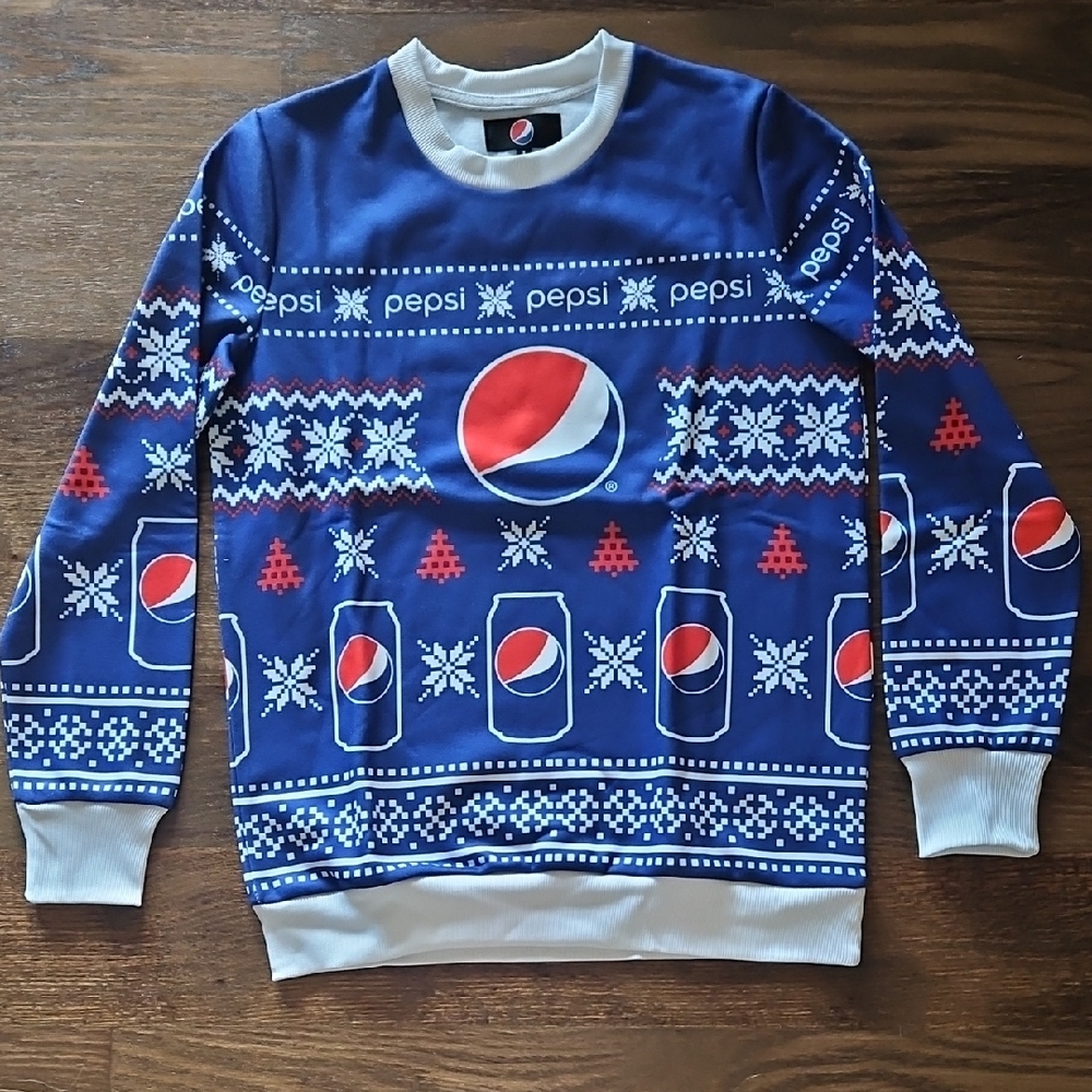 Pepsi Festive Blue and White Crewneck Sweater
